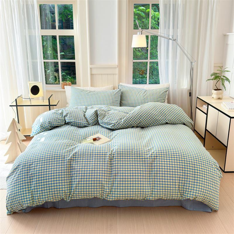 Cotton Plaid Duvet Cover 3 Pieces Simple Black And White Stripes Single Double Comforter Cover Adult Bedroom King Bedding