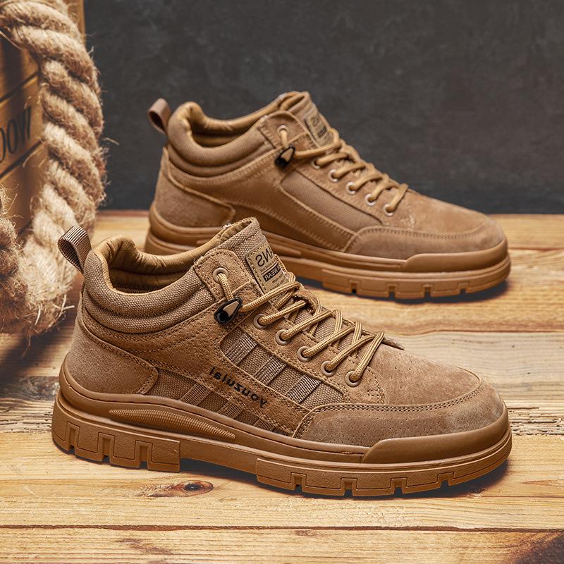 Leather Martin Boots Men s High Top American Retro Desert Boots Soft Sole Short Boots Medium Top 39