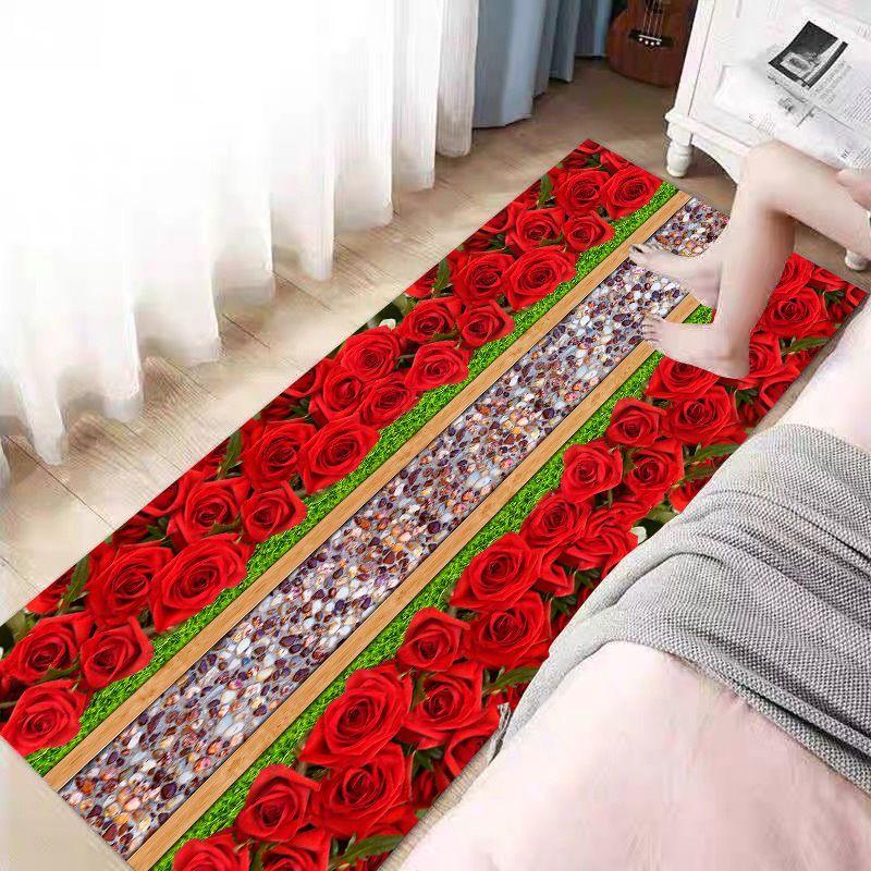 Bettvorleger Schlafzimmerteppich Blumenlandschaft Bettvorleger Bodenteppich Zimmer Langer Teppich Couchtischteppich