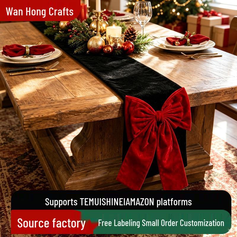 Christmas Festival Red Bow Tablecloth - Festive Red Cloth Decor for Holiday Parties