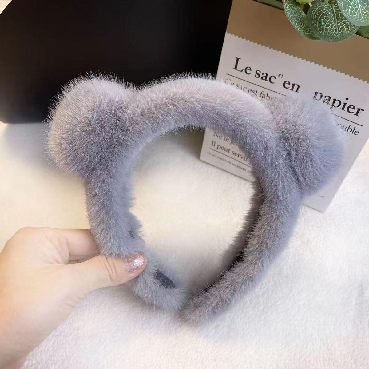 

Милая плюшевая повязка на голову с медвежьими ушками, с широкими полями, для женщин, идеально подходит для осени и зимы.