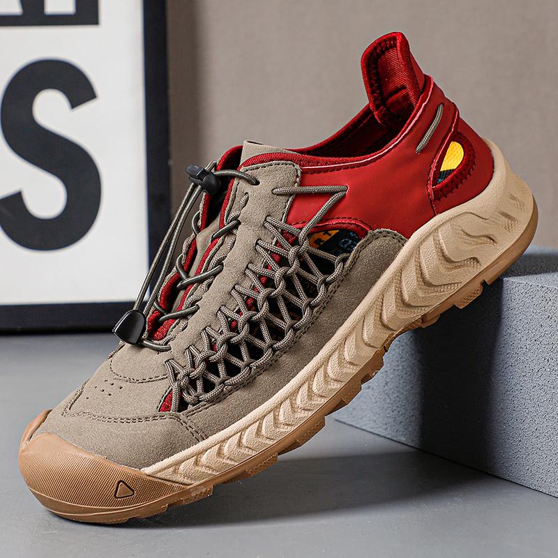 Fashion Fashion Summer Men Sandals Comfort Leather Men Casual Shoes Outdoor Men Leather Sandal Quality Beach Hand Woven Hollow Out Shoes