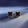 7MM Four Leaf Clover Earring Lapis Lazuli  925 Sterling Silver 14K Gold Earrings
