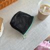 Small Transparent Mesh Coin Purse Bags Color Contrast Zipper Lipstick Cosmetic Small Storage Bag Keychain Earphone Bag Case