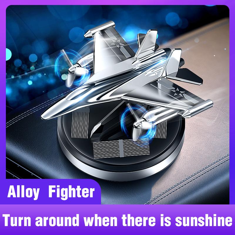 Rotating Airplane Solar Powered Car Perfume Ornament Interior Decoration Solid Aromatherapy Light Fragrance Luxury Car Decor