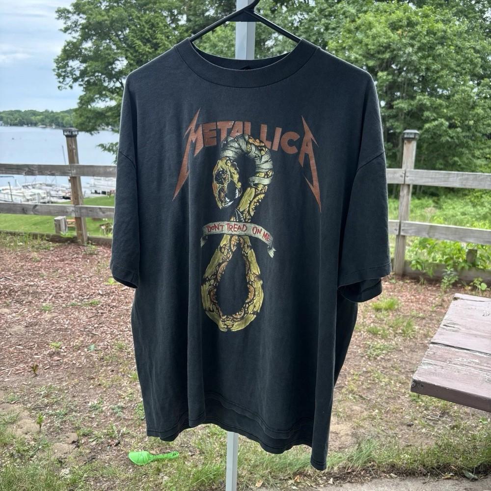 Винтажная футболка унисекс Metallica 1992 года с графикой  Don t Tread On Me  и датами тура XXL