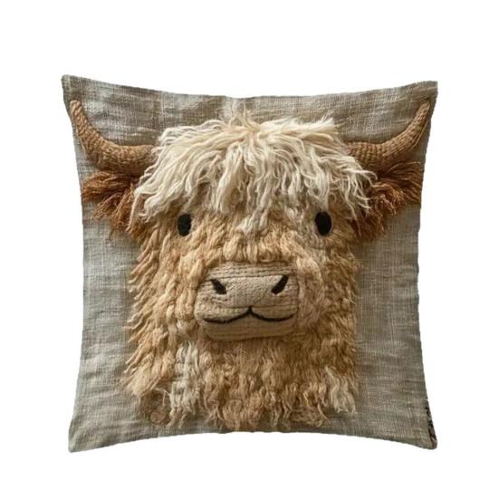 Highland Cow Pillow Cover Cute Cow Pattern Pillowcase with Hidden Zipper Home Decor Throw Pillow Case for Farmhouse Living Room Bedroom Sofa