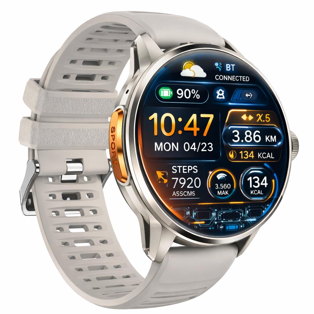 Android Smart Watch with SIM Card, AMOLED Touch Screen, Bluetooth Calling, Camera