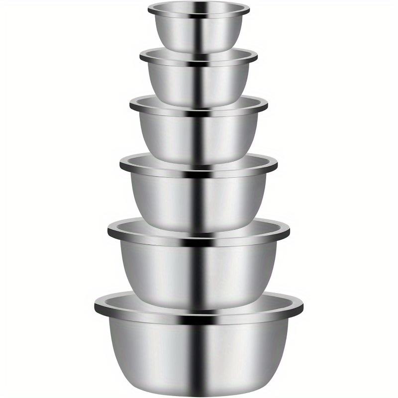 6pcs/set Stainless Steel Mixing Bowls Non Slip Nesting Whisking Bowls Set Kitchen Mixing Bowls for Salad Cooking Baking