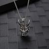 Dark Retro Prajna Mask Necklace Long Horn Big Ghost King Titanium Steel Pendant for Men and Women