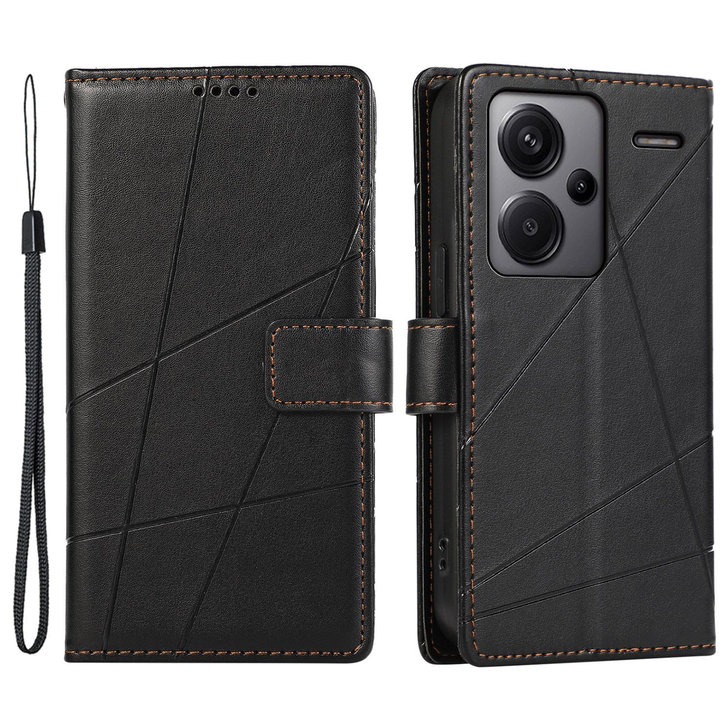 

DF-06 For Xiaomi Redmi Note 13 Pro+ 5G Case Leather Cover Line Imprinted with Wallet A