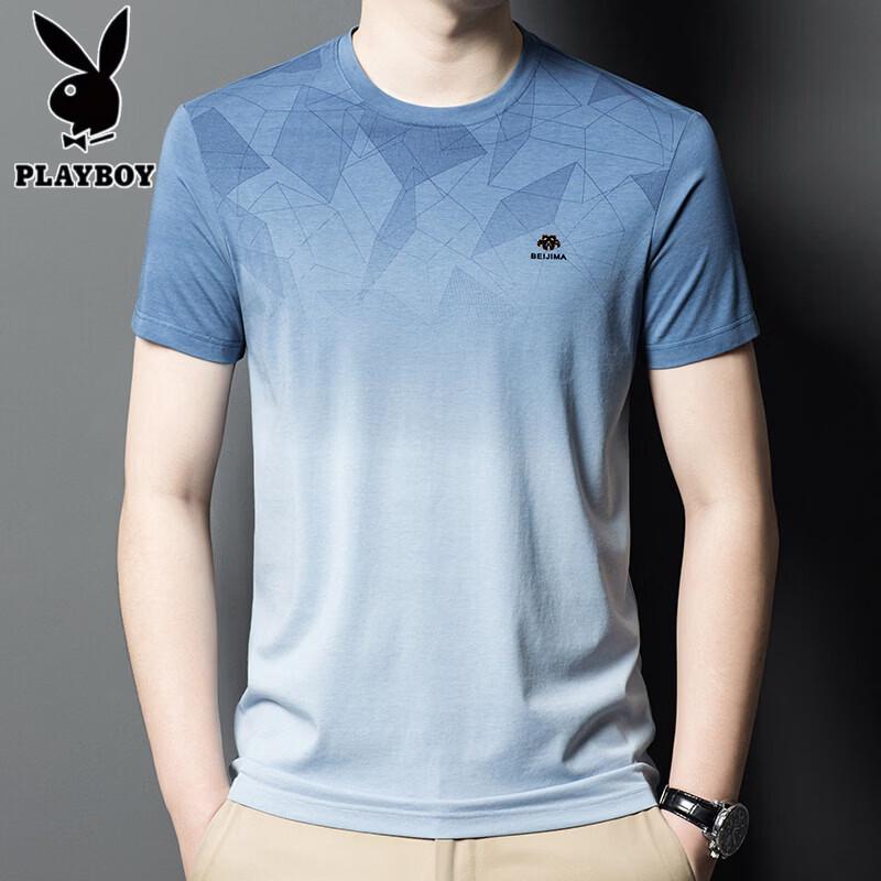 PLAYBOY Men s Gradient Ice Silk Short Sleeve T-Shirt 2XL