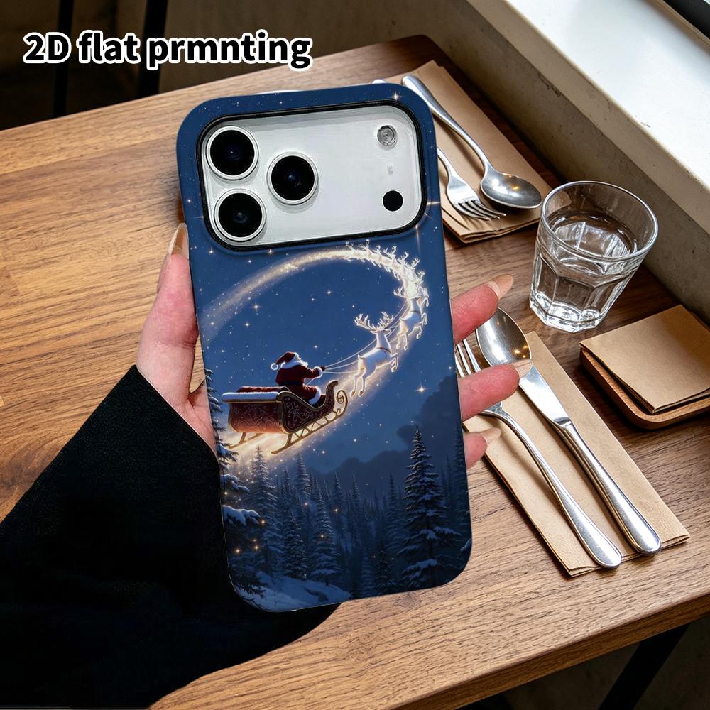 Phone Case: 2D Flat Design Suitable for iPhone 18, 17, 16, 15, 14, 13 Pro Film Protective Case, Couple Style, Night Sky Dash, Christmas and Halloween