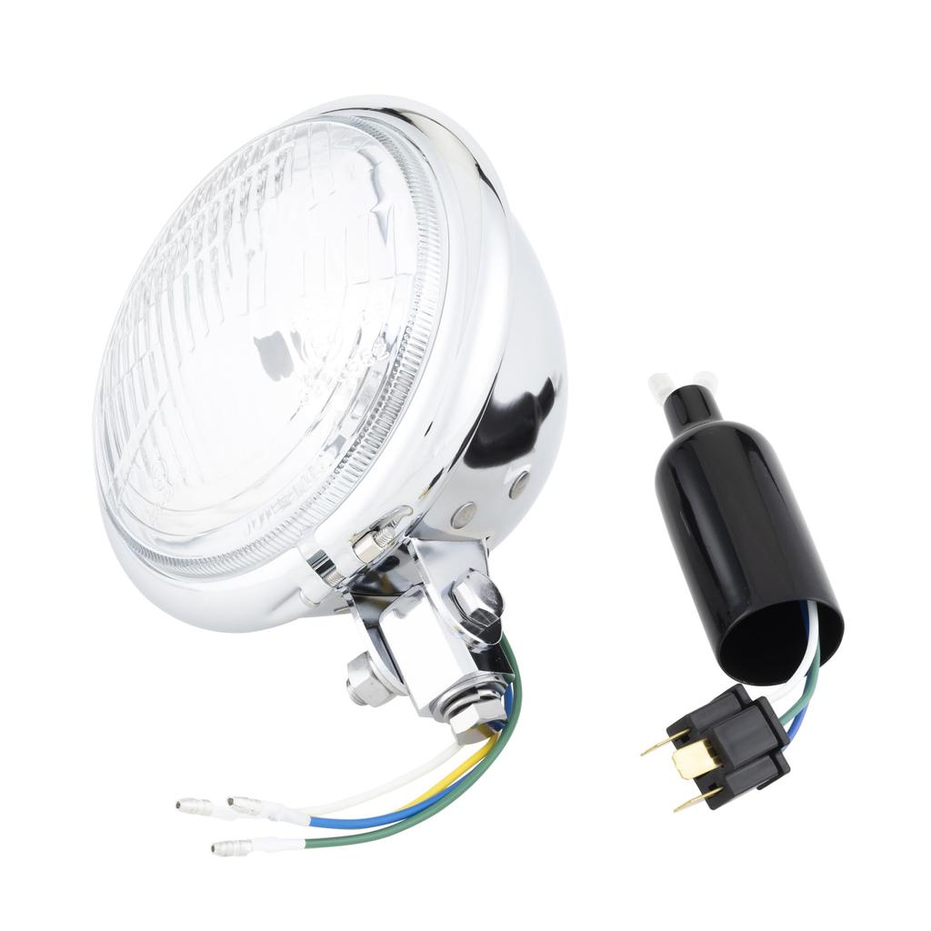 Kijima 205-303 Motorcycle Parts Custom Headlight Bate Type 6 Inch Male Terminal & H4 Coupler, Black Plating