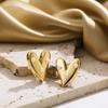 Trendy Glossy Stainless Steel 18K Gold Plated Heart Stud Earrings for Women Cute Love Pearl Piercing Earring Jewelry Daily 20mm