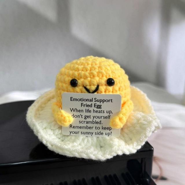 Handmade Crochet Food Doll - Emotional Support Positive Energy Pizza Dumpling Desktop Ornament for Office Home Christmas Gift