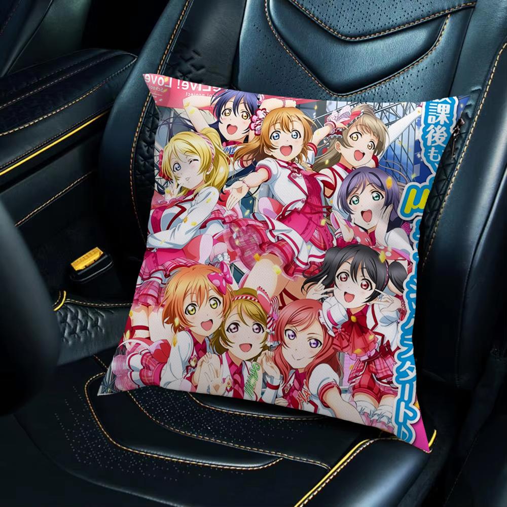 L-Love Live School Idol Pillow Case For Car Sofa Decorative Home Double-sided Print Plush Square Throw Pillow Cushion Cover