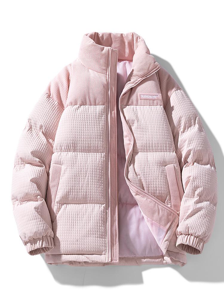 Winter New Stand-up Corn Grid Cotton-padded Jacket Boys and Girls Autumn and Winter Corduroy High Sense Down Cotton-padded Clothes Bread and Clothing