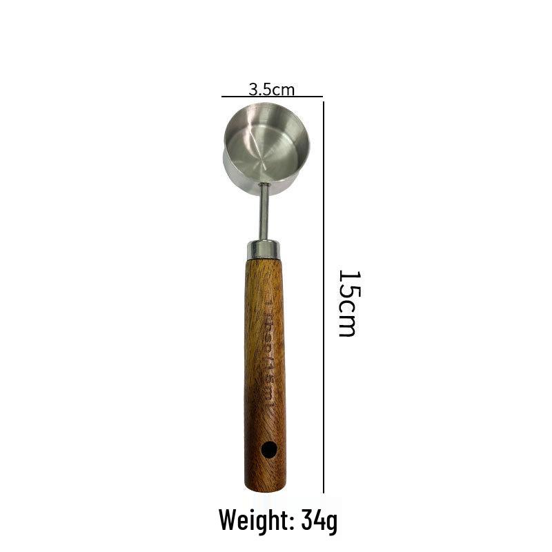 Gold-Plated Stainless Steel Measuring Cups & Spoons Set with Acacia Wood Handles – 8 Pieces