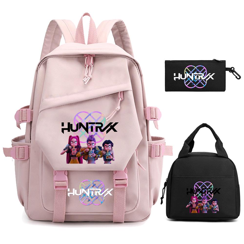 3 Stück/Set Cartoon Kpop Dämonenjäger Bedruckter Rucksack für Teenager Kinder Schüler Große Kapazität Schultasche Mädchen Geschenk Frauen wasserdichte Reisetasche