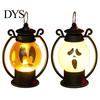Indoor Outdoor Lighting Halloween Ghost Face Night Light, Portable Retro LED Lamp with Hanging Light Ring, Battery Operated Vintage Horse Lantern for