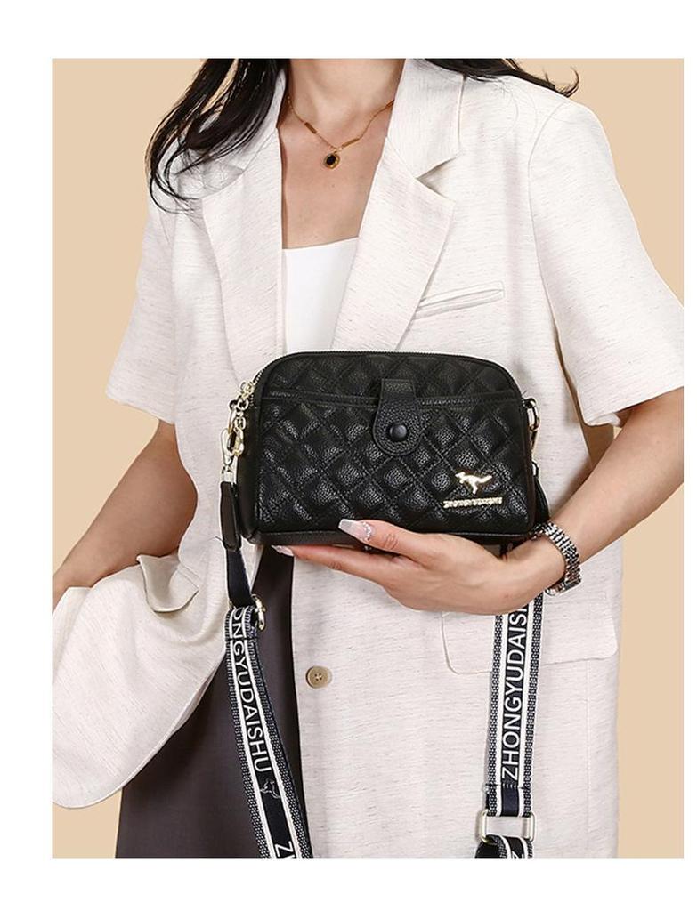 2025 Hochwertige Gesteppte Coco Leder Umhängetasche: Weiche, kleine quadratische Tasche für Damen mit doppelten Handyfächern