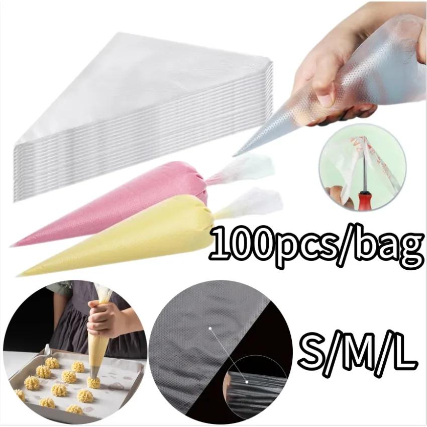 100pcs/bag Disposable Pastry Bags Non-Slip Piping Bag Cake Cream Shaping Squeezing Bags Baking Tools for Cake Cream Decorating