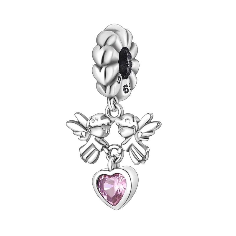 

925 silver wings Sister Cross pendant charms for 4mm Aperture bracelet DIY female jewelry necklace