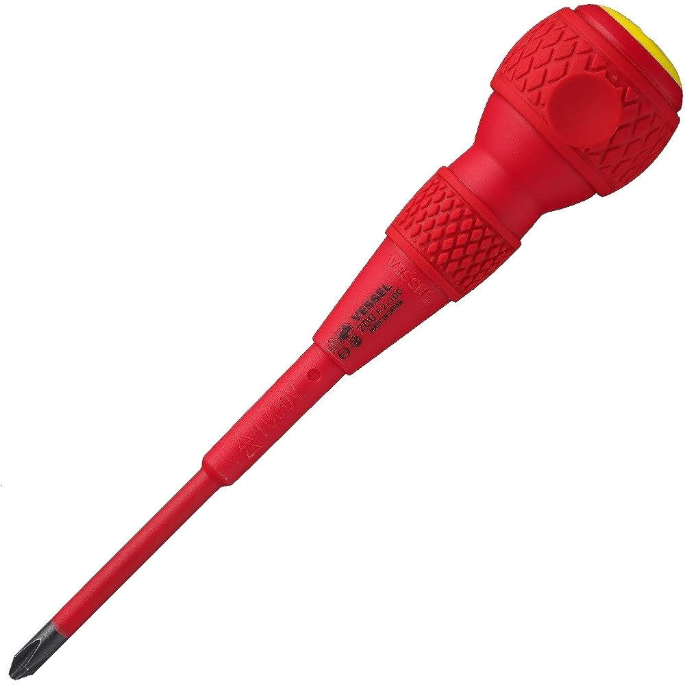VESSEL (VESSEL) ball grip insulated screwdriver +2 x 100 electric shock protection VDE standard c...