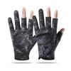 Mens Fishing Gloves 3-Finger Design Sun Protection Anti-Slip Breathable Lightweight Half-Finger Outdoor Angling