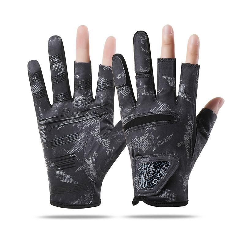 Mens Fishing Gloves 3-Finger Design Sun Protection Anti-Slip Breathable Lightweight Half-Finger Outdoor Angling