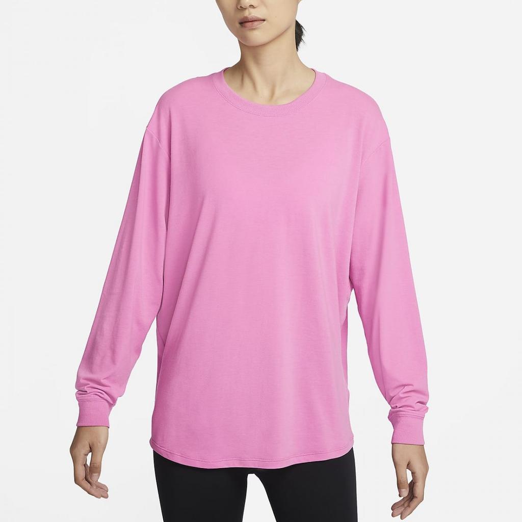 Nike Crew Neck Pullover Long Sleeve T-Shirt Women Tops Pink FN2818-675