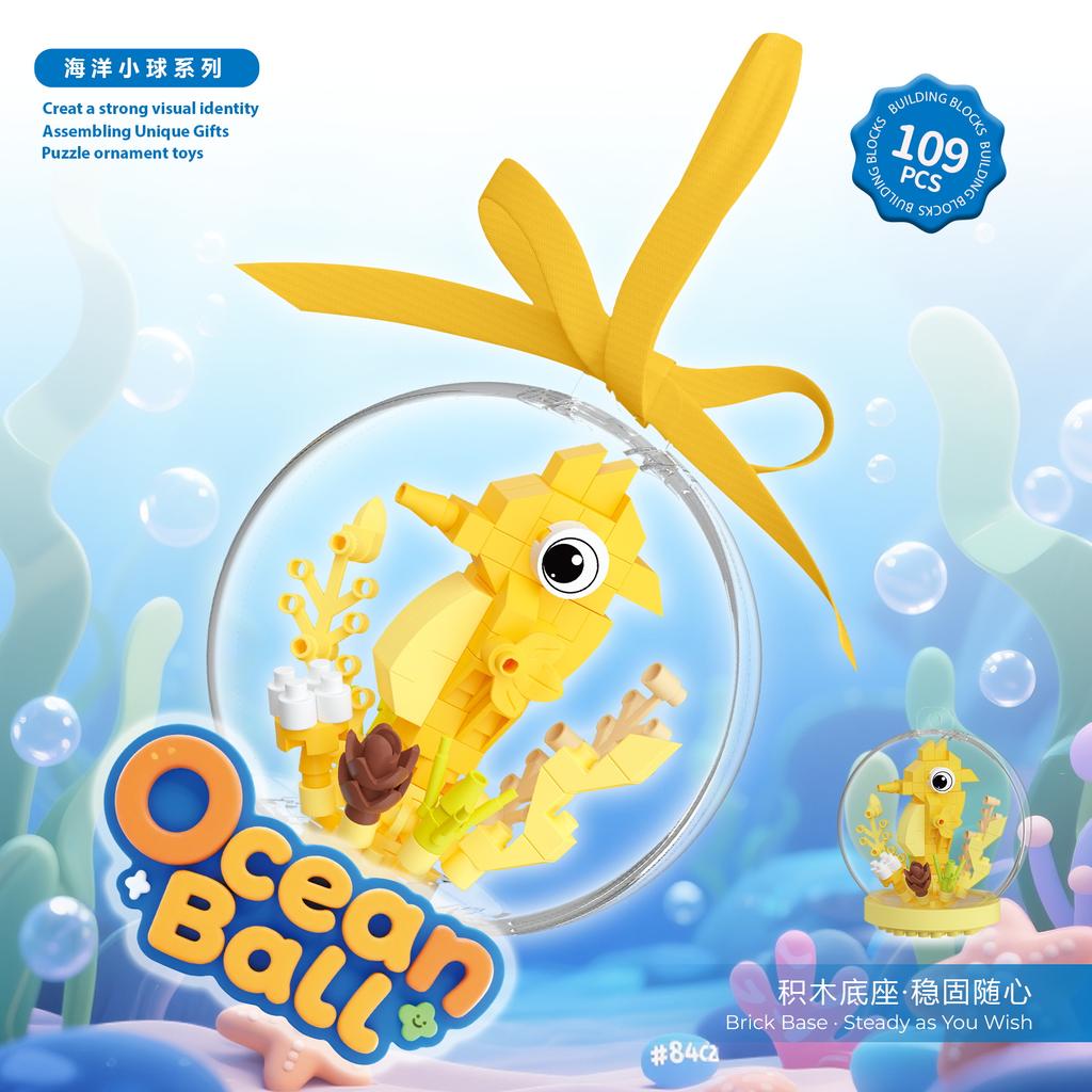 Neue Produkte Ozeanball Bausteine Montage Spielzeug Mikroblöcke Tiermodelle Lernspielzeug Desktop, Hängeornament