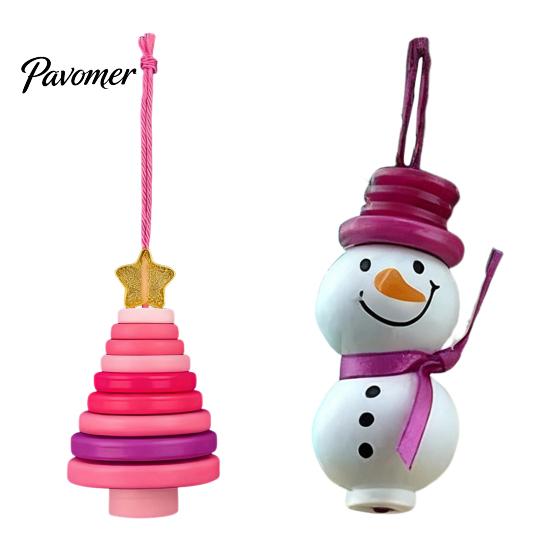 Button Ornament Crafting Set DIY Christmas Kit Stacked Colorful Buttons Tree Making Snowman/Santa/Angel/Tree Craft for Holiday Decor Educational Kids