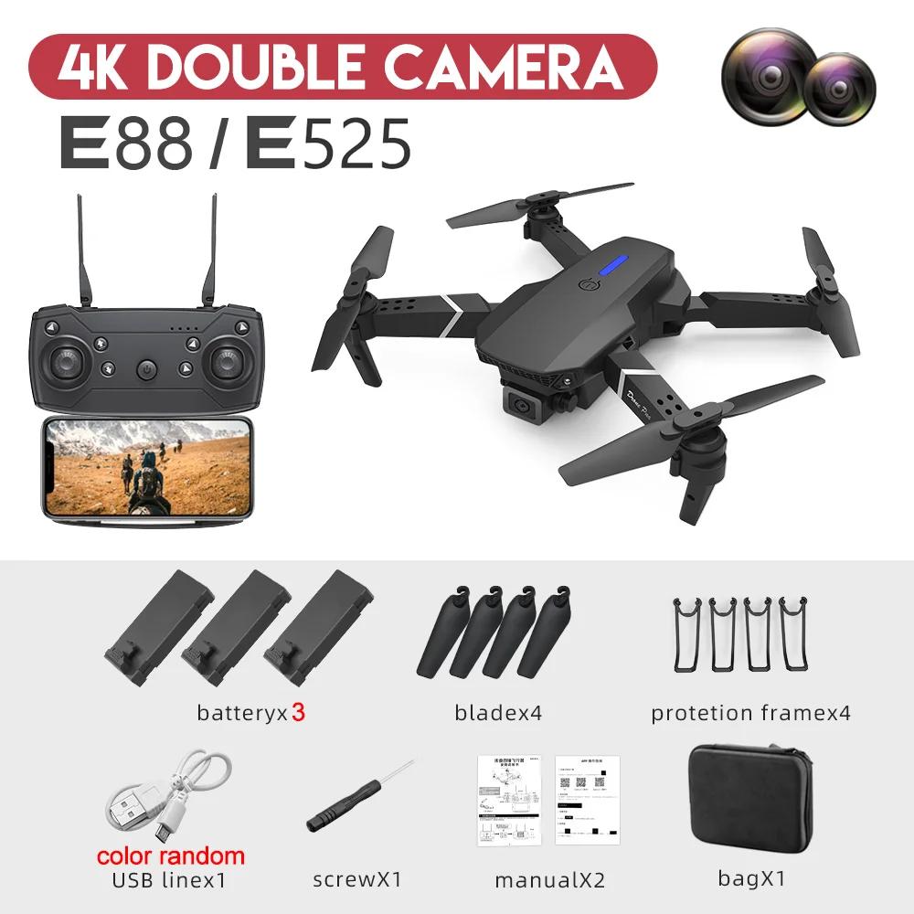 2025 E88Pro RC Drone 4K Professinal With 3 Battery 1080P Wide Angle HD Camera Foldable Helicopter WIFI FPV Height Hold Gift Toy