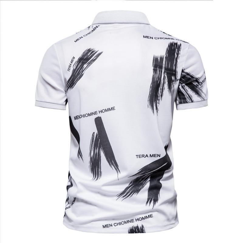 Men S Short Sleeve Polo Shirt Slim Fit Printed Casual