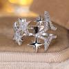 Silver Color Sparking Zircon Starlight Ring for Women Adjustable Beautiful Princess Party Jewelry Accessories Gifts