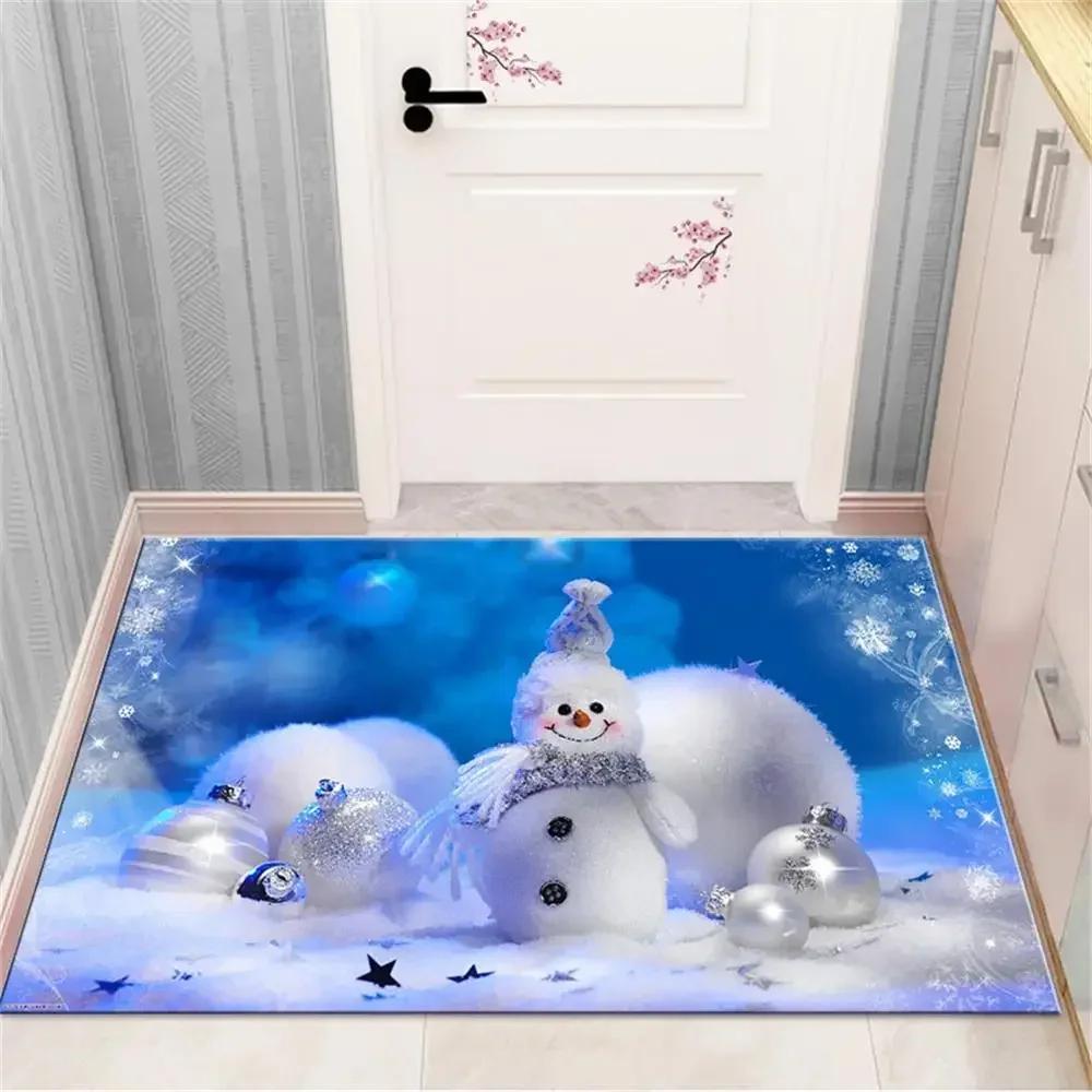 

Christmas Kitchen Floor Mat Bedroom Living Room Long Bedside Area Rug Soft Washable Carpet Anti Slip Bathroom Entrance Doormat 40cmx60cm 1pc