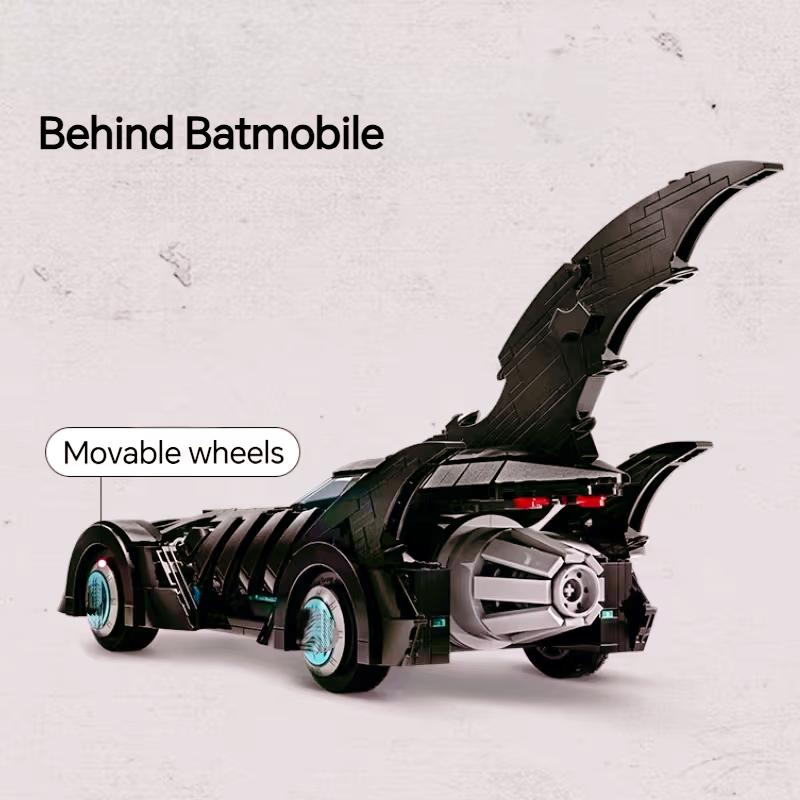 2026 New 909pcs Arrival Car Series Bricks Bat Mobile Alternate Model Home Decor Toys Moc Famous Movie Toys Birthday Party Gifts