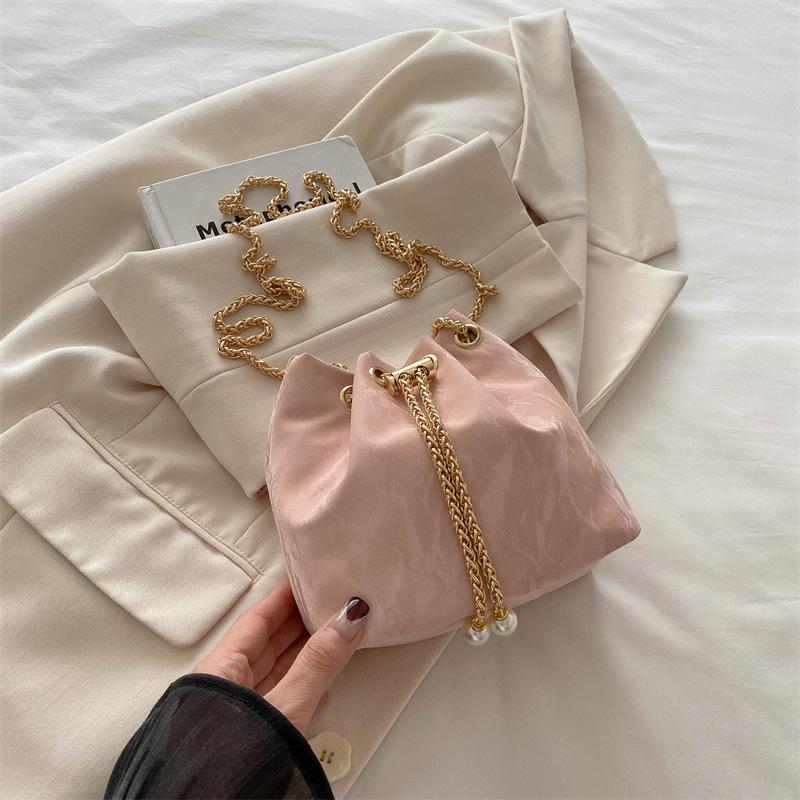 

Нежная цепочка портативная сумка-ведро сумка женская лямка на плечо сумка-мессенджер розовый