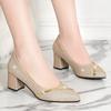 Chaussures pour femmes à talons moyens et épais, robe de soirée printemps et automne, bouche peu profonde, décontractées, à bout pointu, mode strass, chaussures pour femmes