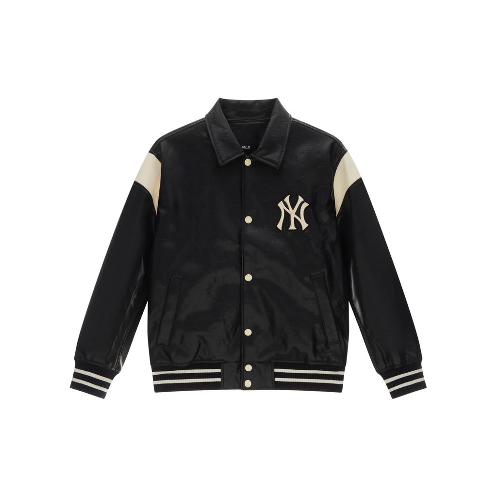 New MLB MONOGRAM Collection New York Yankees 24FW Baseball Jacket Unisex Black 3AJPM0444-50BKS
