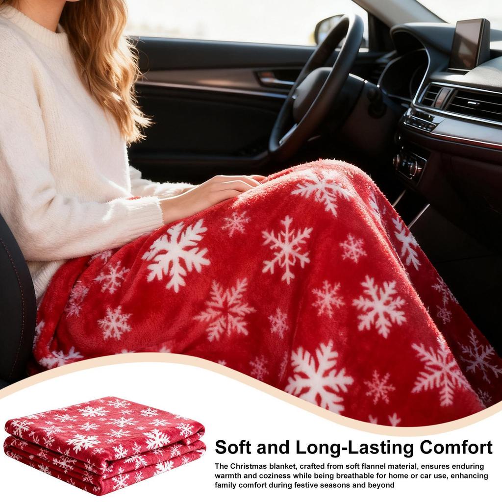 Christmas Throw Blanket 100x70cm Flannel Fleece Snowflake Pattern Warm Soft Bed Sofa Blanket Couch Decor for Bedroom Office Home