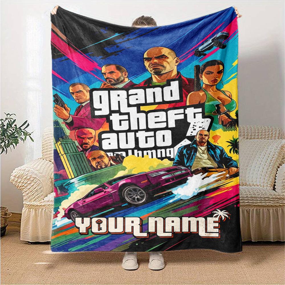 Grand Theft Auto Customize Your Name Blanket Gift Personalized Blanket Warmthful Decor Throw For Office Bedding Chair Home Decor for All Occasions