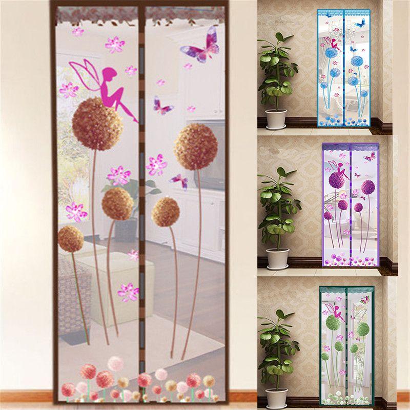 Chic Anti-mosquito Door Screen Featuring Dandelion Design And Magnetic Closure