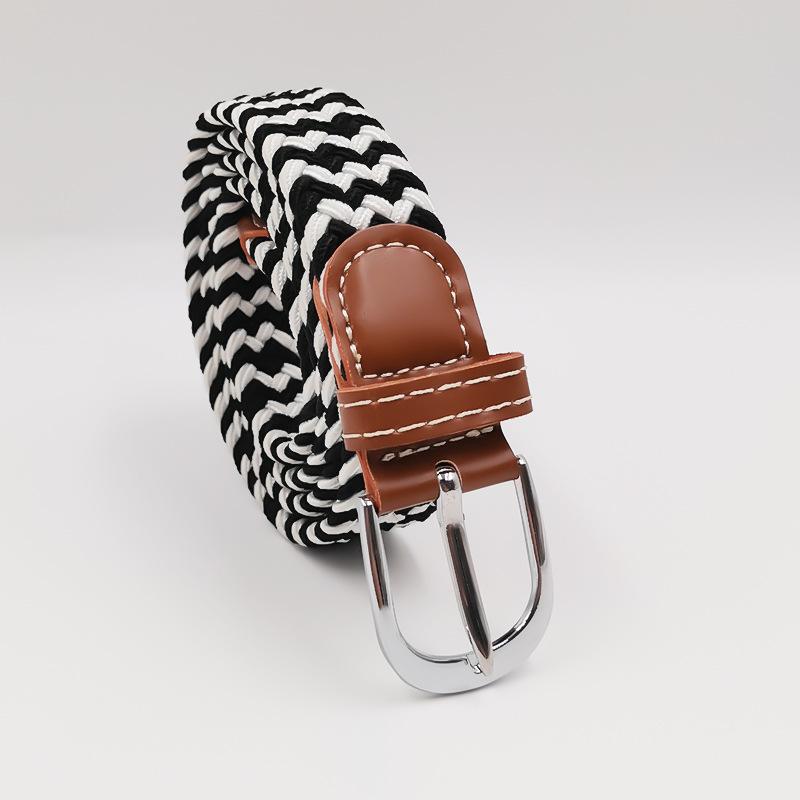 Men and Women Pin Buckle Canvas Belts, Thin Elastic Elastic Belts, Young Students Knitted Canvas Belts