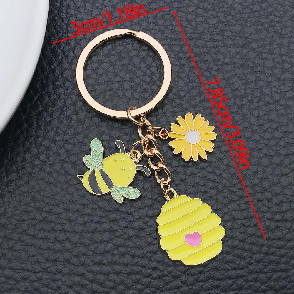 Pastoral Yellow Honeybee Sunflower Keychain Pendant
