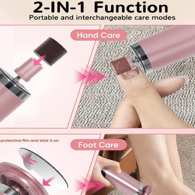 Electric Foot Hand Care Tool 2-in-1 Waterproof Callus Remover Nail Polisher for Men Women Home Spa Use