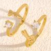 Cute Cartoon Rabbit Carrot Opening Ring for Women Men Fashion Personality Design Index Finger Ring Versatile Jewelry Accessories