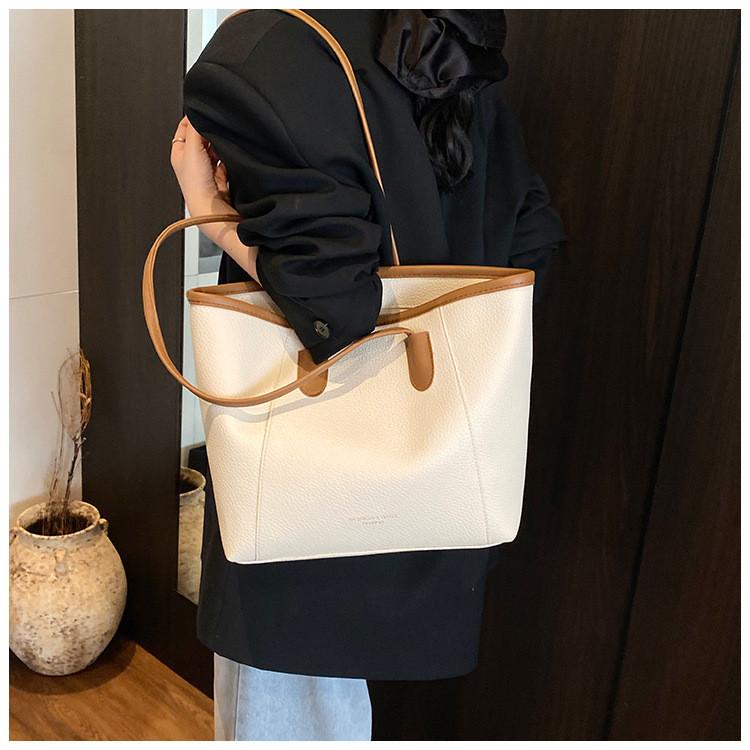 Borsa a Tote di Grande Capacità per Donna in Materiale PU con Chiusura Superiore a Zip per Uso Quotidiano